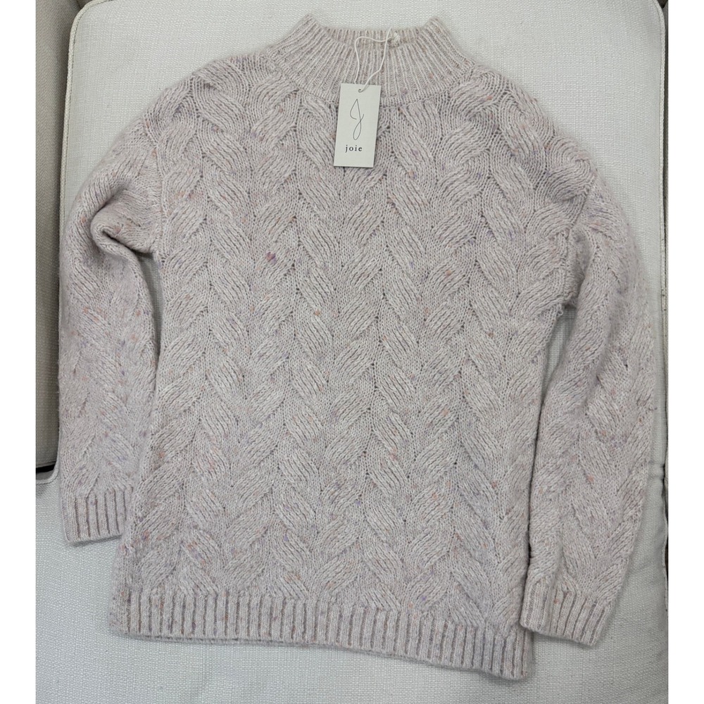 Joie Sweater Womens Medium Beige Chevron Cable Knit Mock Neck NWT